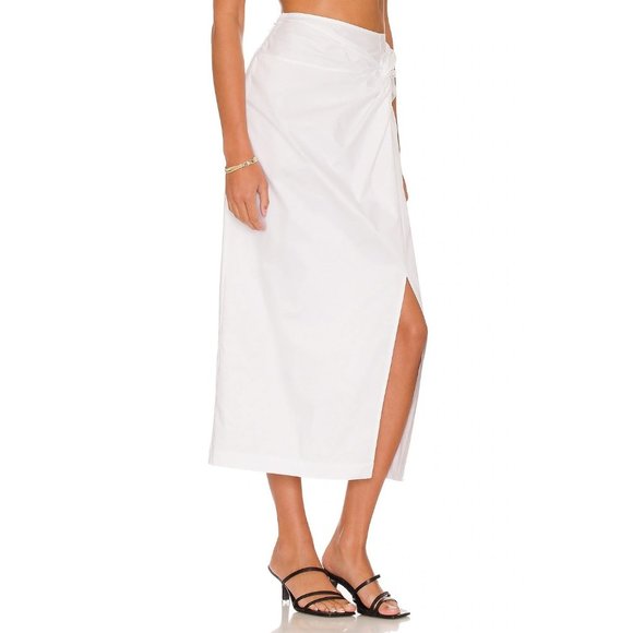 ANINE BING Edna Twist Front Midi Skirt White - NWT - Size Medium - Picture 3 of 6
